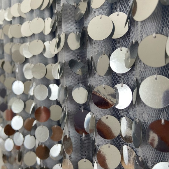 Alexachung Paillette Embellished Silver Sequin Mirror Ball Tulle Midi Dress - Picture 10 of 16